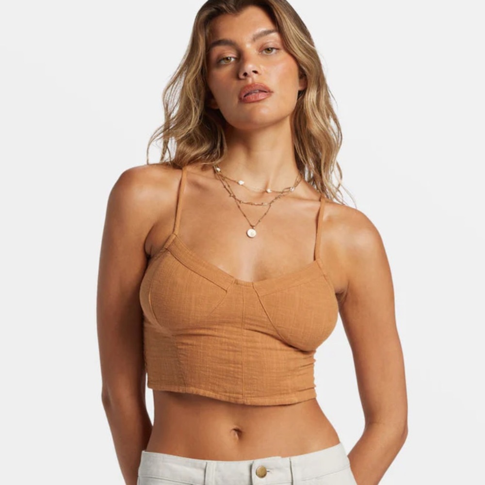 Billabong By The Sea Crop Top Small Brown New With‎ Tags